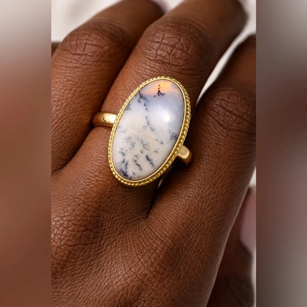 Vintage Natural Dendritic Opal Size 7 Ring